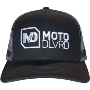 Motodlvrd Trucker Snapback Hat OS Big Graphic Black White Cotton Mesh Cap Mens